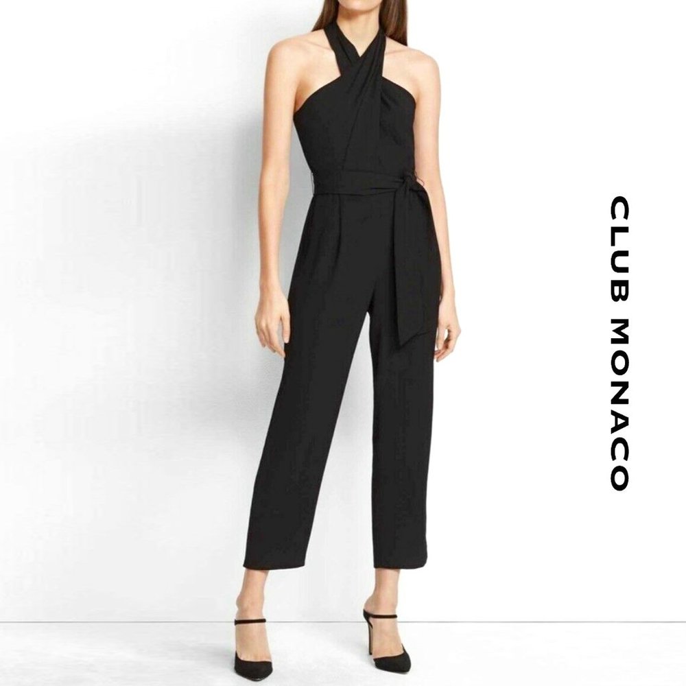 Club Monaco Black Halter Jumpsuit